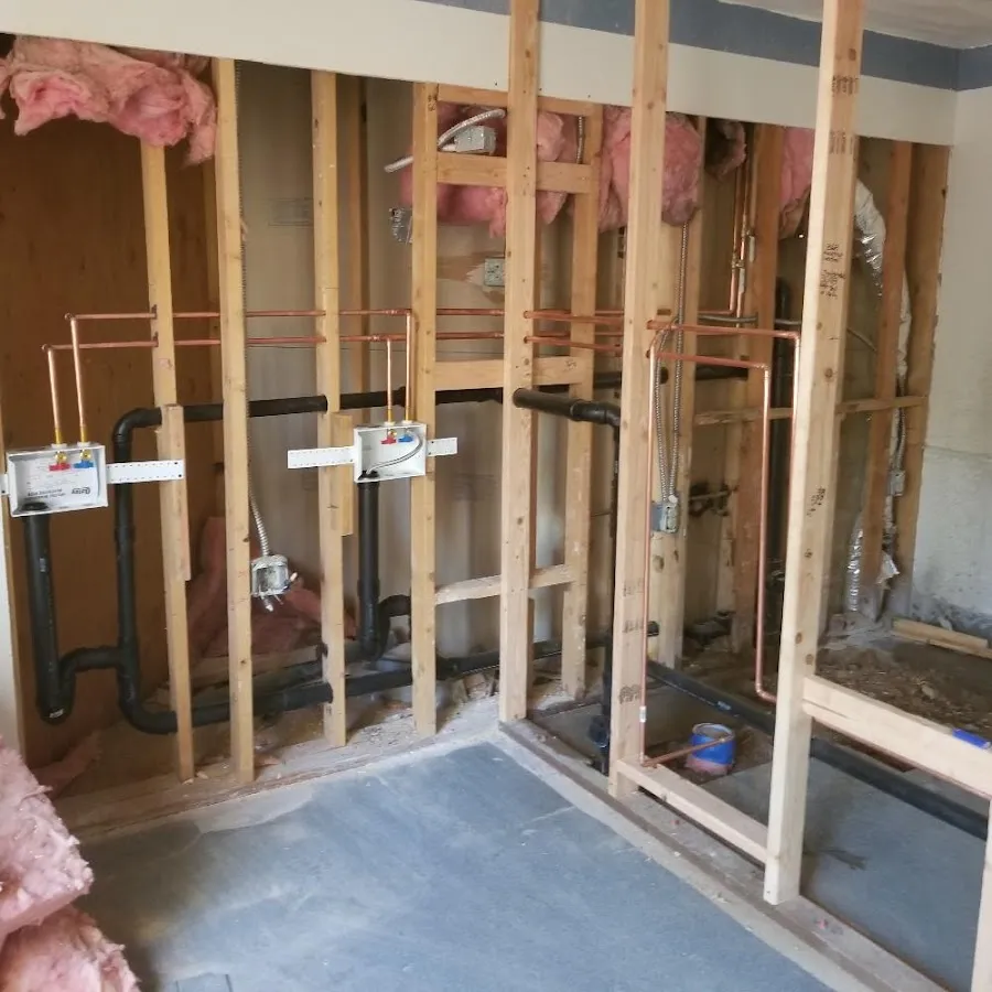 Copper pipe rough-in and plumbing installation in Allouez